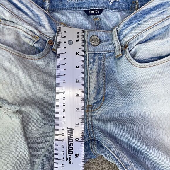 American Eagle Distressed Skinny Slim Stretch Light Wash Demim Jeans Size 6x31 - Picture 9 of 11